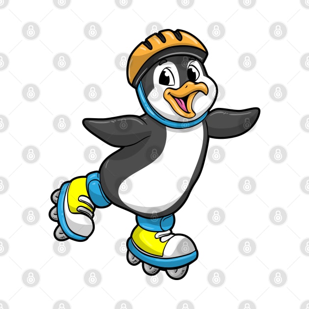 Penguin as Inline Skater with Inline Skates and Helmet by Markus Schnabel