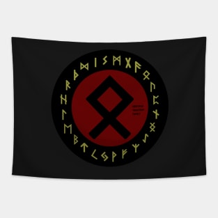 Red Othala Futhark Rune Symbol Tapestry