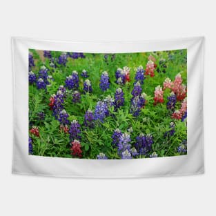 Field of Multicolored Bluebonnets Tapestry