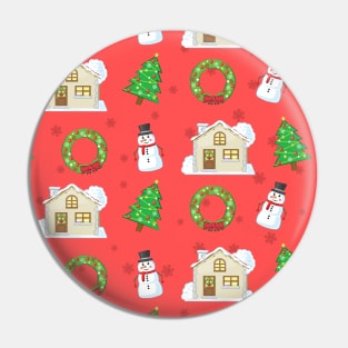 Christmas Pattern - Red Background Pin