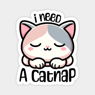 I Need A Catnap! Cute Sleeping Kitten Cartoon Magnet