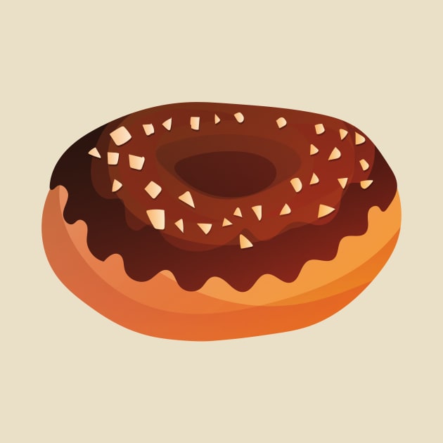Chocolate Donut with Nuts by InkyArt