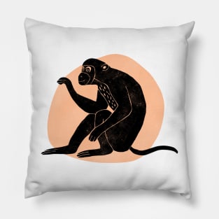 Block print cave style monkey print peach fuzz Pillow