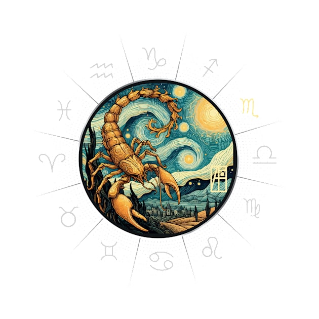 ZODIAC Scorpio - Astrological SCORPIO - SCORPIO - ZODIAC sign - Van Gogh style - 2 by ArtProjectShop