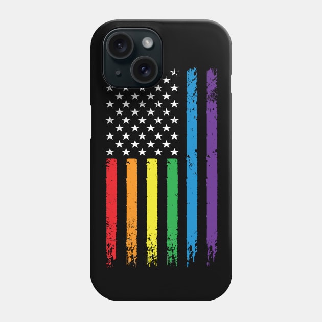 LGBT Rainbow American Flag | LGBTQ 4th of July | Gay Pride Month Phone Case by BlueWaveTshirts