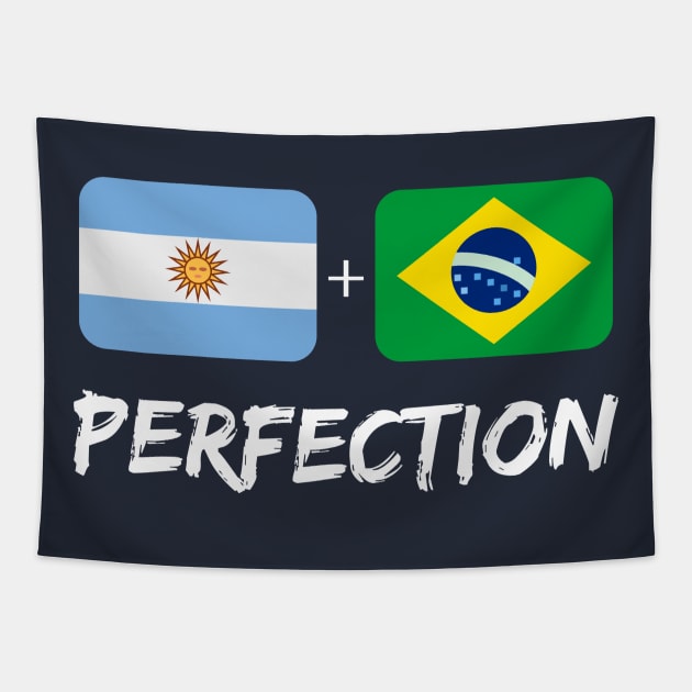 Argentinian Plus Brazilian Perfect Mix Flag Heritage Gift Tapestry by Just Rep It!!