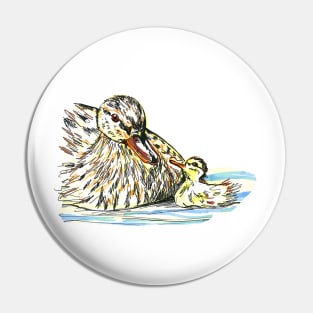 Mother duck and baby duckling Pin