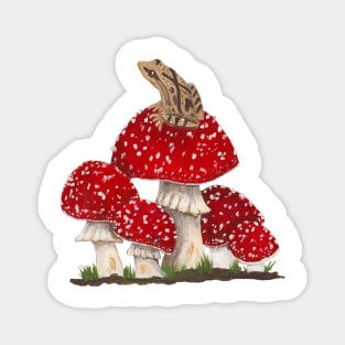 Spring Peeper and Mushrooms Magnet