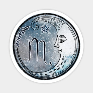 Scorpio Moon Sign Astrology Zodiac Symbol Stars and Crescent Moon Magnet