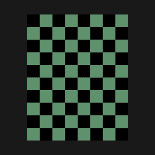 Apple Green and Black  Chessboard Pattern T-Shirt