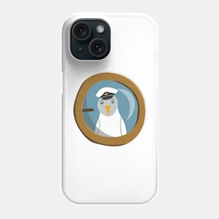 Funny seagull captain behind bull's eye on ship Phone Case