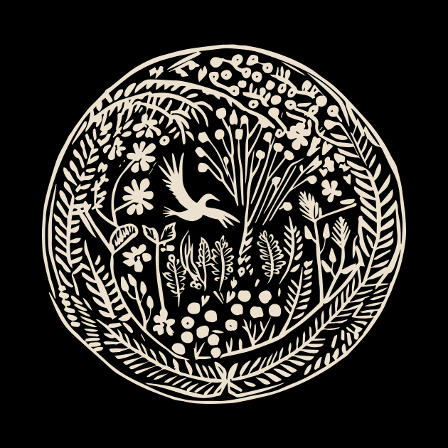 Lino Cut Bird by n23tees