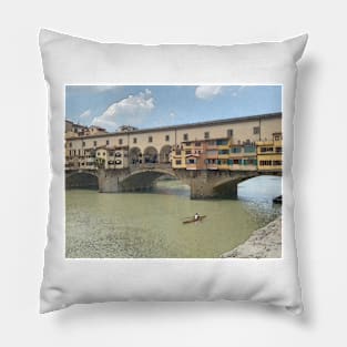 Solo Kayak On The Arno River Pillow