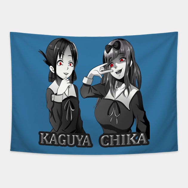 Kaguya-sama wa Kokurasetai - Kaguya & Chika Gesugao Style Tapestry by Dokey4Artist