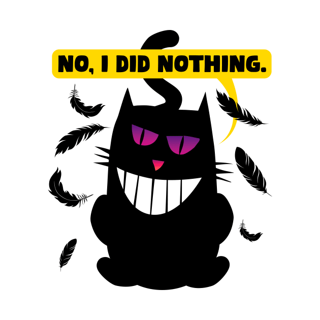 No, I did nothing. Funny comic illustration of a sneaky cat. by MrPila