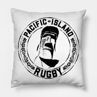 Easter Island Head Rugby Fan - White Text Pillow