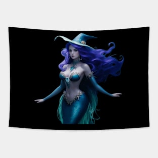 Beautiful Blue Mermaid Witch Tapestry