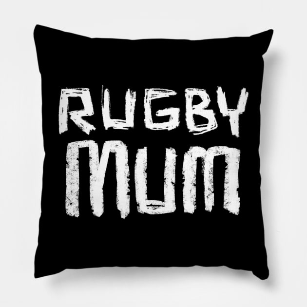 Rugby Mum Pillow by badlydrawnbabe