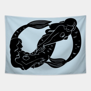 Gay Infinity Mermaids- Black Tapestry