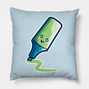 Green Highlighter Pen Kawaii Cute Pillow