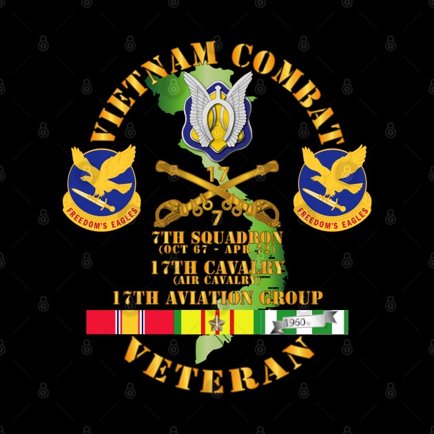 Vietnam Combat Cavalry Vet  w 7th Squadron - 17th Air Cav - 17th Aviation Group DUI w SVC by twix123844