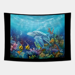 Mother and baby dolphins Tapestry