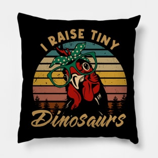 Feathered Fables Chicken I Raise Tiny Dinosaurs Tee for Poultry Admirers Pillow