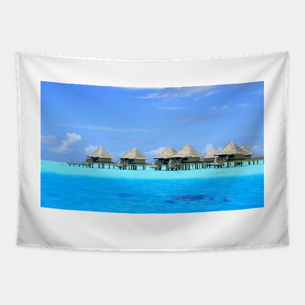 Overwater bungalows - Bora Bora Tapestry by HonorKyne