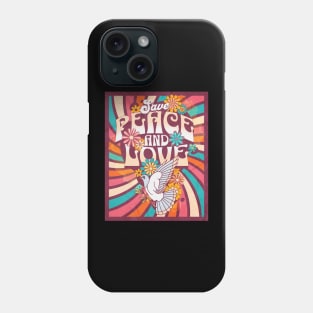 Peace and Love - Hippie - Dove & Flowers Phone Case