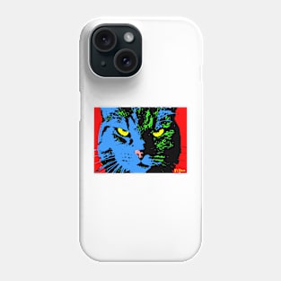 ANGRY CAT POP ART - BLUE GREEN YELLOW RED Phone Case