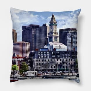 Boston MA - Skyline With Custom House Tower Pillow