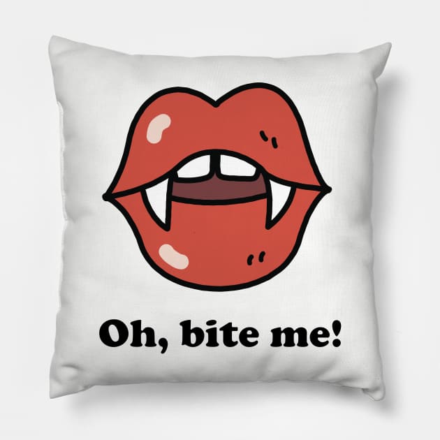 Oh, bite me! - Vampire lips and teeth, Halloween Pillow by ArtfulTat
