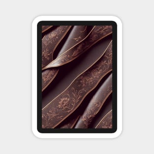 Dark Brown Ornamental Leather Stripes, natural and ecological leather print #55 Magnet