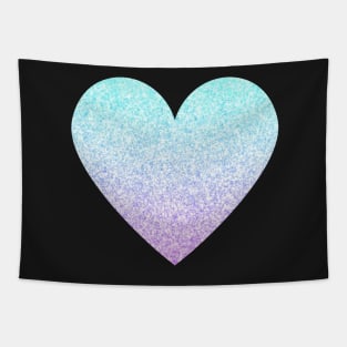 Light Blue and Purple Ombre Faux Glitter Heart Tapestry