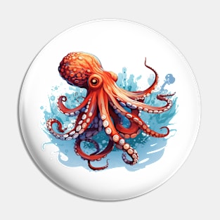 Orange Octopus Pin