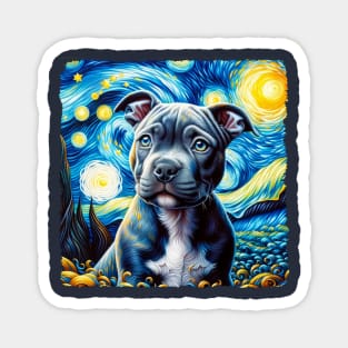 Starry Staffordshire Bull Terrier Portrait - Dog Portrait Magnet