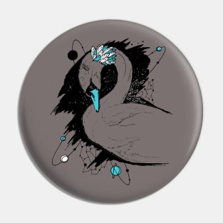 Blue Grey Swan Among The Stars Pin