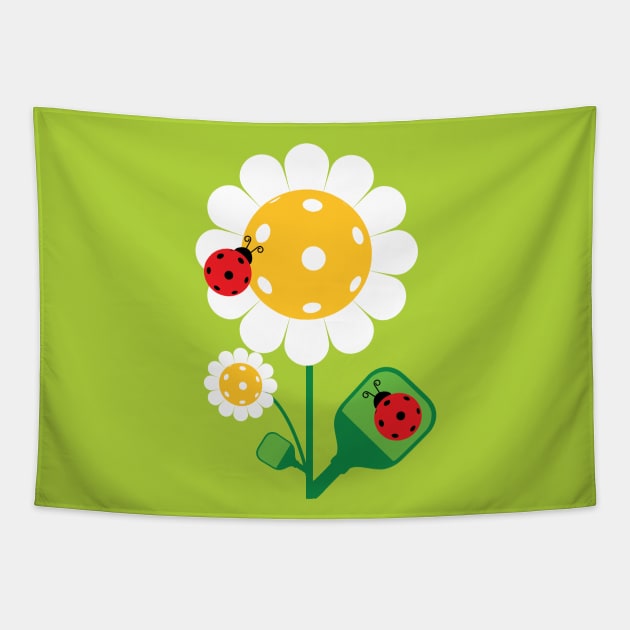 Pickleball - cute daisies with lady bird Tapestry by FK-UK