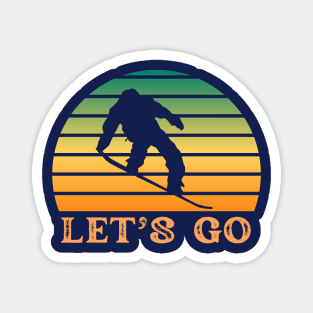 Let's Go Snowboarding, Vintage, Retro Magnet