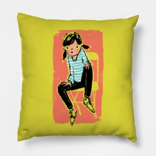 Chill girl in yellow chair Pillow