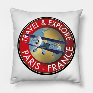 Travel & Explore Paris France Logo Pillow