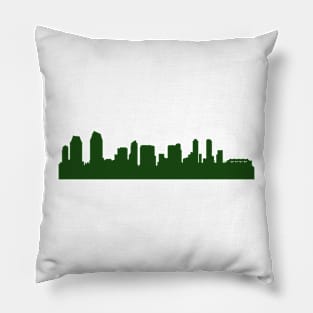 SAN DIEGO skyline in forest green Pillow