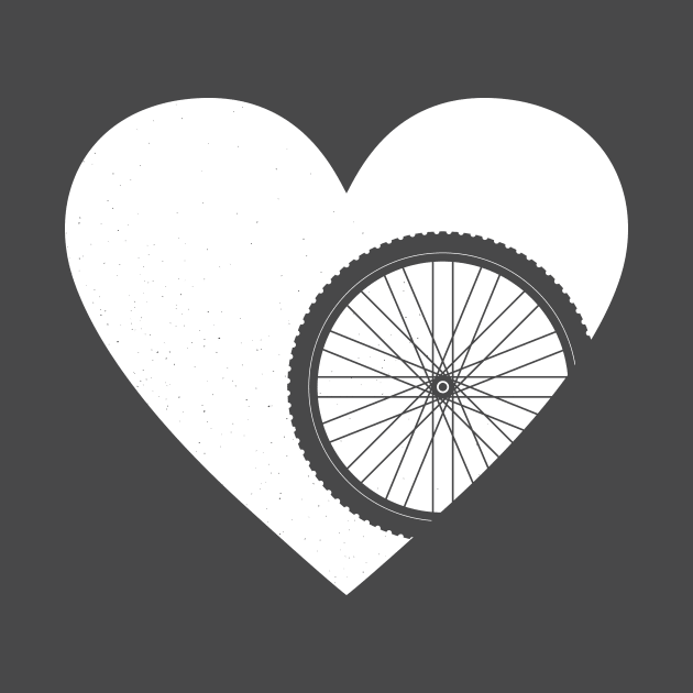 Heart with Mountain Bike Wheel for Cycling Lovers by NeddyBetty