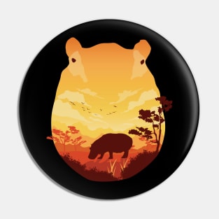 Hippo landscape Pin