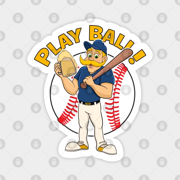 Play Ball! Brewers Baseball Mascot Bernie Magnet by GAMAS Threads