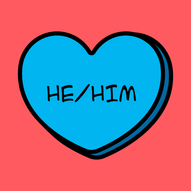 Pronoun He/Him Conversation Heart in Blue by Art Additive