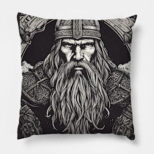 Norseman Glory Viking Beard Helmet Warrior Grey Pillow