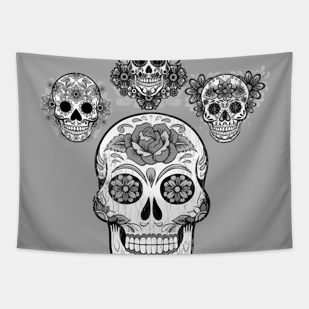 Faded Halloween Day of the Dead Mexican Skull - Sugar Skull product Tapestry by Vector Deluxe