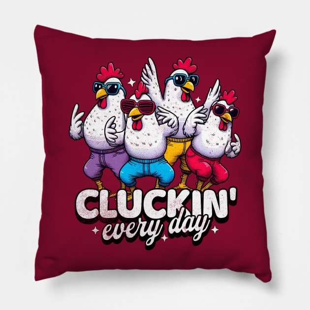 Funny Roosters Chicken Cluckin' Pillow by alcoshirts