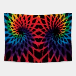 Reverse Double Spiral Neon Tie Dye Tapestry